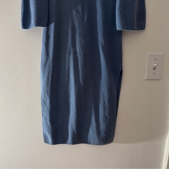 NAADAM Wool Cashmere Blend Off the Shoulder Midi Dress in Slate Blue Size XS - Picture 4 of 16